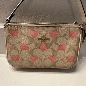 Coach Heart Pattern Crossbody Bag in Pink and Cream